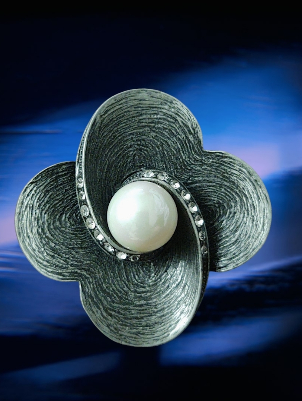 Silver-Toned Floral Swirl Brooch